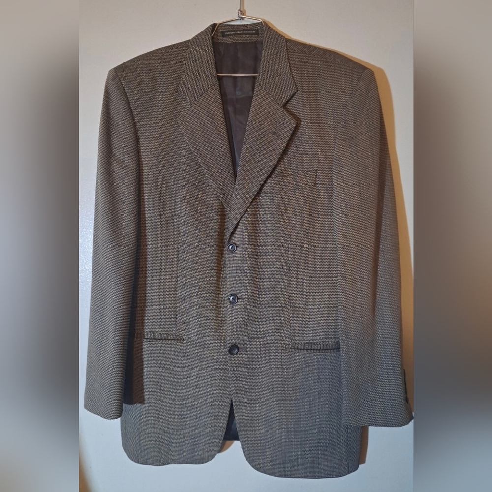 Stonehouse Men’s Plaid Blazer Dark Brown/Black Size L Classic Fit Regular Length